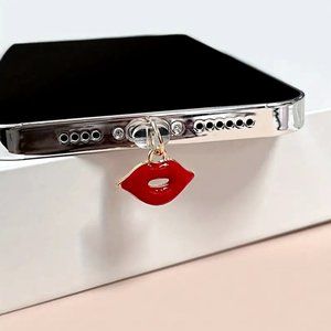 Sexy Cute Red Lips Apple iPhone • Dust Plug